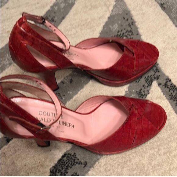 VTG Couture Donald J Pliner Leather Ankle Heels 8.5 Alligator officecore y2k 90s - Picture 6 of 14